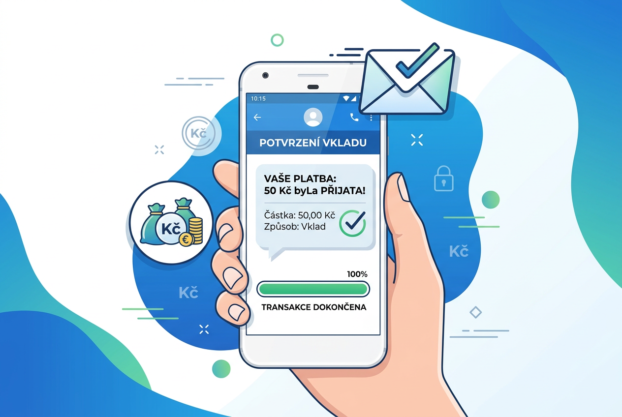 Infografika platebních metod pro vklad 50 Kč do casina s důrazem na poplatky a rychlost